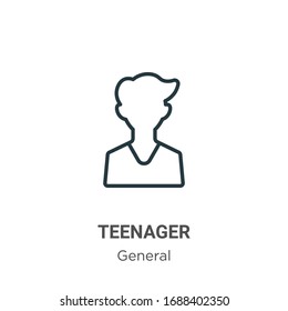 Teenager Outline Vector Icon. Thin Line Black Teenager Icon, Flat Vector Simple Element Illustration From Editable General Concept Isolated Stroke On White Background