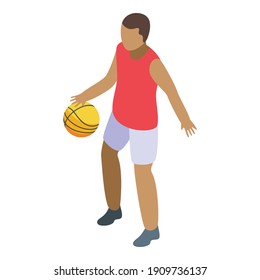 Teenager playing basketball icon. Isometric of teenager playing basketball vector icon for web design isolated on white background
