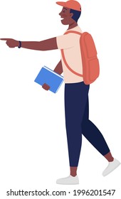 Teenager poking finger semi flat color vector character. Standing figure. Full body person on white. Teen problems isolated modern cartoon style illustration for graphic design and animation