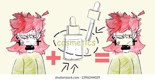 Teenager with problem skin. Banner on the topic of skin care for teenagers. Medical cosmetics.