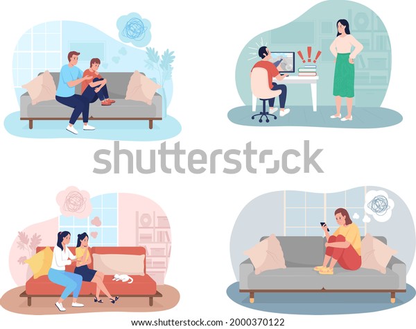 Teenager Problems 2d Vector Isolated Illustration Stock Vector (Royalty ...