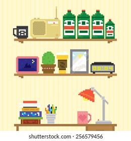 Teenager room workplace vector illustration