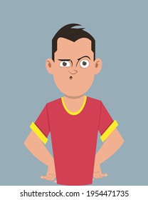 Teenager scary facial expression vector illustration. Young businessman character expression for design, motion or animation.