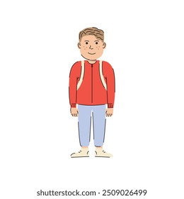 Teenager school boy cartoon character. Simply school boy illustration. 