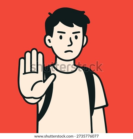 Teenager Setting Personal Boundaries Flat Vector Illustration
