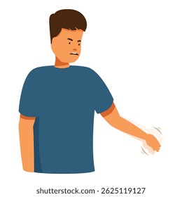 Teenager showing refusal gesture with angry face expression, disagreement and disapproval, conflict and crisis communication concept