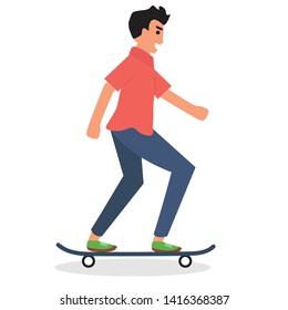 Teenager Skateboarding Vector Illustration Young Man Stock Vector ...