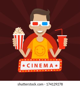 Teenager smiles in 3D glasses