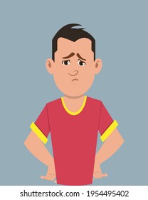 Teenager sorrow facial expression vector illustration. Young businessman character expression for design, motion or animation.