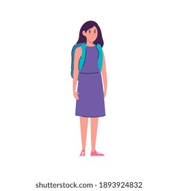 teenager student girl avatar character vector illustration design
