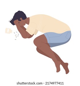 Teenager suffering from mental disorder. Psychological problem, anxiety state vector illustration