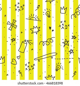 Teenager theme seamless pattern with yellow stripes