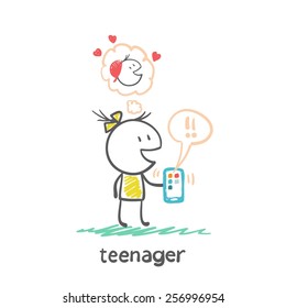 teenager thinks about love illustration