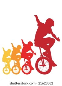 Teenager trying to keep stability on unicycle