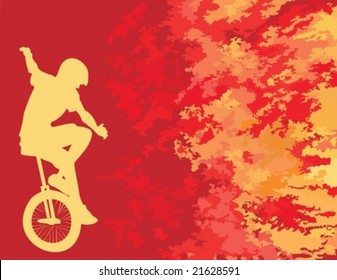 Teenager trying to keep stability on unicycle