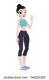 Teenager vector girl with black hair. Character . Isolated against white background. Build your own design. Cartoon flat-style vector illustration.