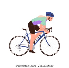 Caricatura del personaje de la carrera de ciclismo de una adolescente deportista de velocidad aislada de fondo blanco