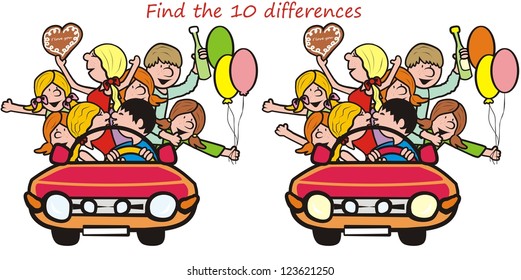 teenager-find 10 differences, board game, vector