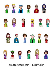 teenagers - boys and girls set. Vector popl collection.