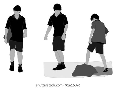 Teenagers exploring the beach / rocks