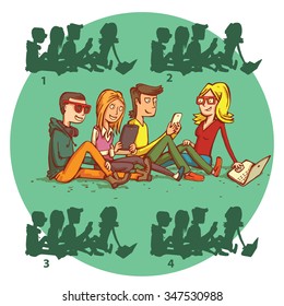 Teenagers Gadgets Shadow Visual Game. Find the right shadow image! Solution No.2. Illustration is in eps10 vector mode, elements isolated. 