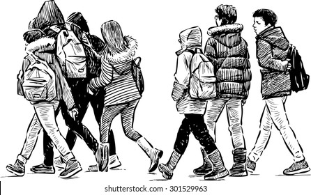 teenagers on a stroll