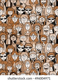 Teenagers people - boys and girls seamless vector pattern.