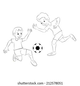 Teenagers playing soccer 