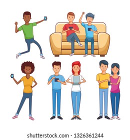 teenagers with technology