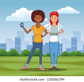 Teenagers using technology
