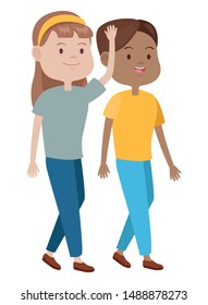 Teenagers women friends greeting and smiling with casual clothes cartoons ,vector illustration graphic design.