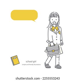 teengirl in school uniform, friendly illustration