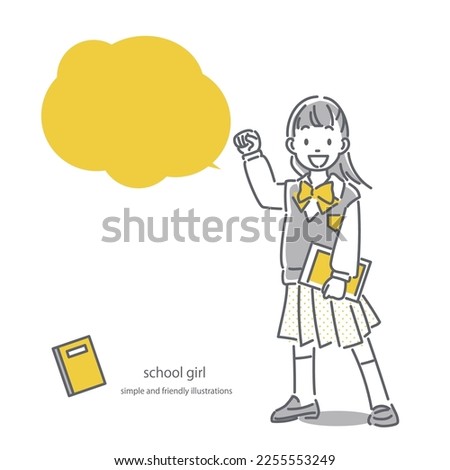 teengirl in school uniform, friendly illustration