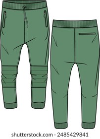 TEENS AND BOYS WEAR JOGGER PANT TROUSER WITH POCKETS FRONT AND BACK VECTOR ILLUSTRATION