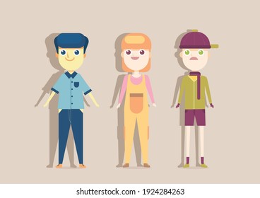 Teens character vector with different clothes