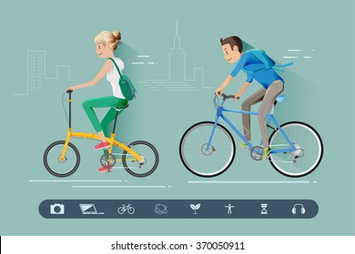 Teens Are Cycling To Their Destinations. Reducing Energy Use By Bicycle. Life In The City.
