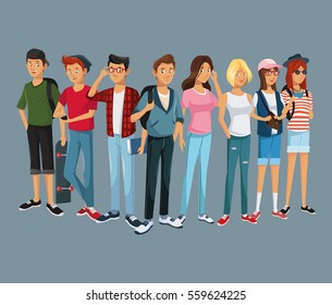 teens group fashion student modern style