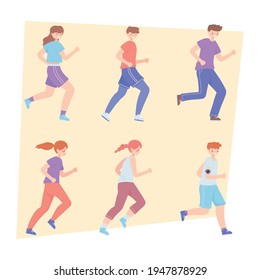 Teens In Sportswear Running Activity