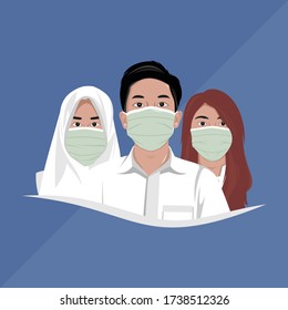 teens use masks to avoid viruses and smoke