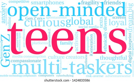 Teens word cloud on a white background. 