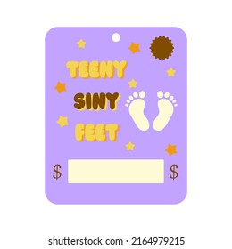 Teeny siny feet- Baby shower greeting invitation cards. Baby gift postcard, money card template. Vector illustration. 