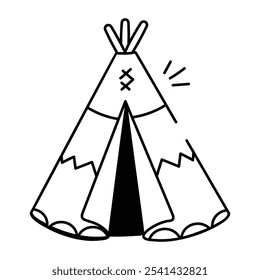 Teepee icon in drawing style 

