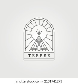 teepee indian badge symbol with sunburst illustration design, native american tent logo vector design