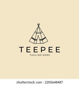 Teepee Indian Camp Logo Line Art Icon Template Design