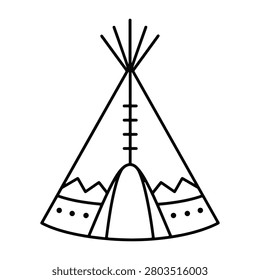 Teepee line icon. Minimalist line icon on a white background.