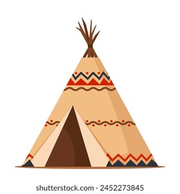 Teepee, lodge or wigwam. Traditional camp, tent style handmade home for indigenous people, Native Americans