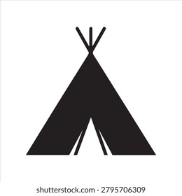 teepee tent black silhouette vector, camping teepee icon vector.