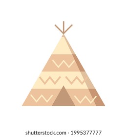 teepee tent icon, flat icon vector illustration isolated on white background. for the theme of buildings, history and others