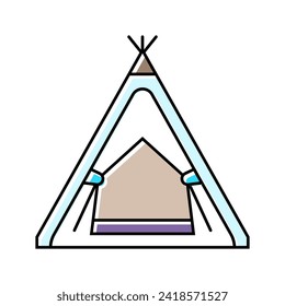 teepee tent kid bedroom color icon vector. teepee tent kid bedroom sign. isolated symbol illustration