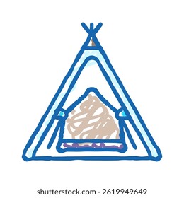 teepee tent kid bedroom doodle icon sketch vector. teepee tent kid bedroom sign. isolated symbol illustration